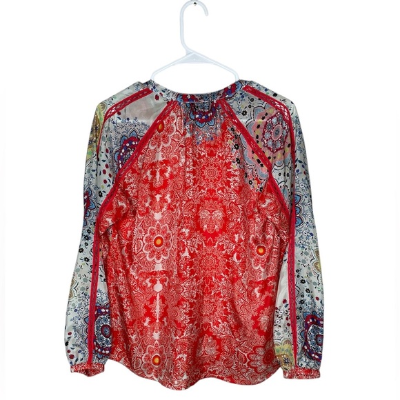 Johnny Was Ellen Button Up Floral Boho Silk Top Blouse Floral Women's Size XXS - Picture 4 of 8